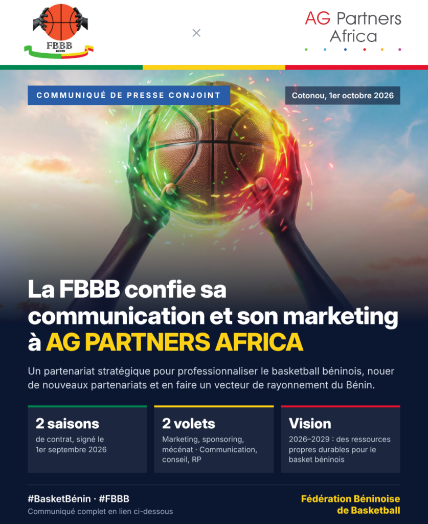 Basketball : la FBBB confie sa communication et son marketing à AG PARTNERS Africa